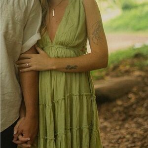 Mahina Green Ruched Summer Hawaiian Dress